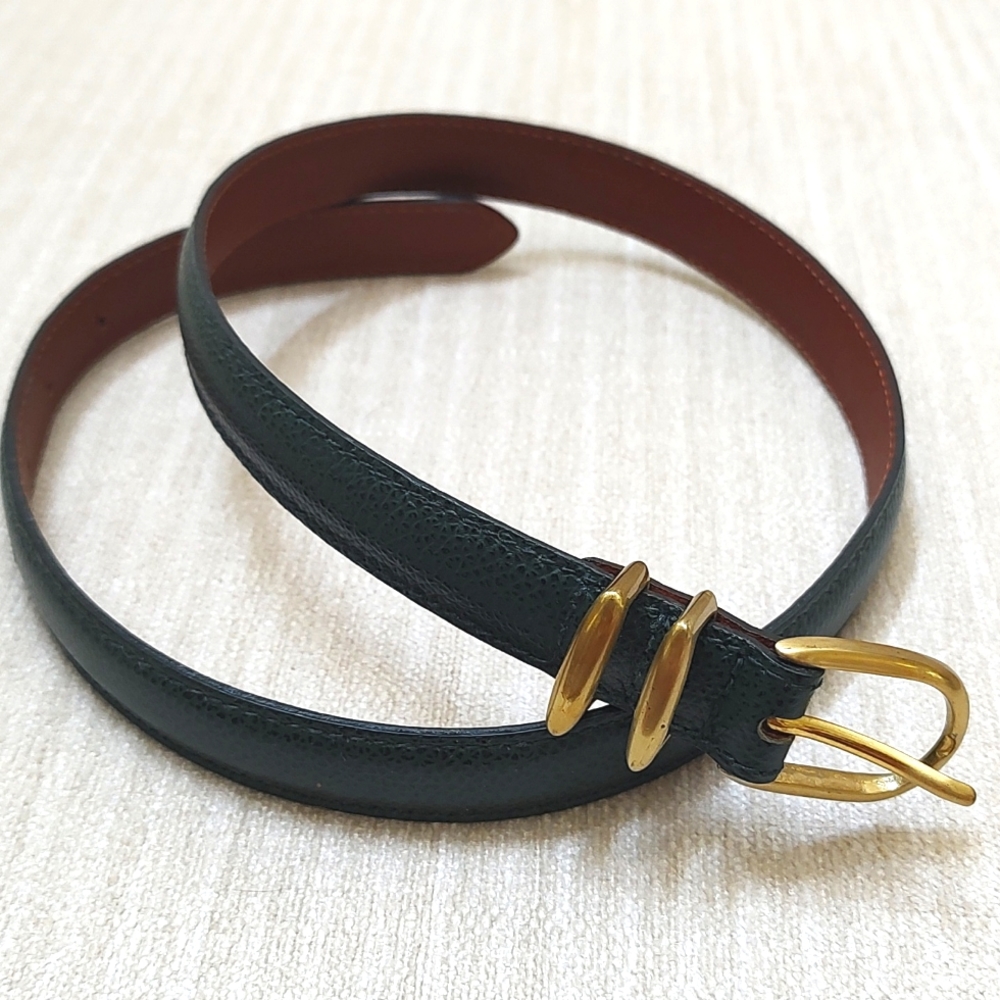 Coach Forest Green Full Grain Cowhide Leather Belt Brass Buckle